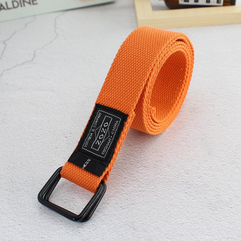 Solid Canvas Belt With Double Square Buckle