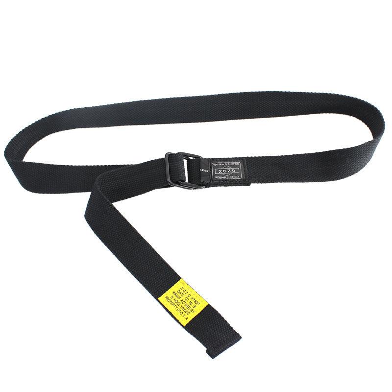 Solid Canvas Belt With Double Square Buckle