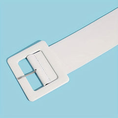  Wide Coat Belt Square Buckle PU Belt Casual Dress Girdle Waistband