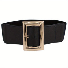 Vintage Punk Oversized Buckle Belt PU Girdle Elastic Wide Waistband