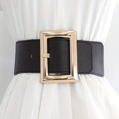 Vintage Punk Oversized Buckle Belt PU Girdle Elastic Wide Waistband