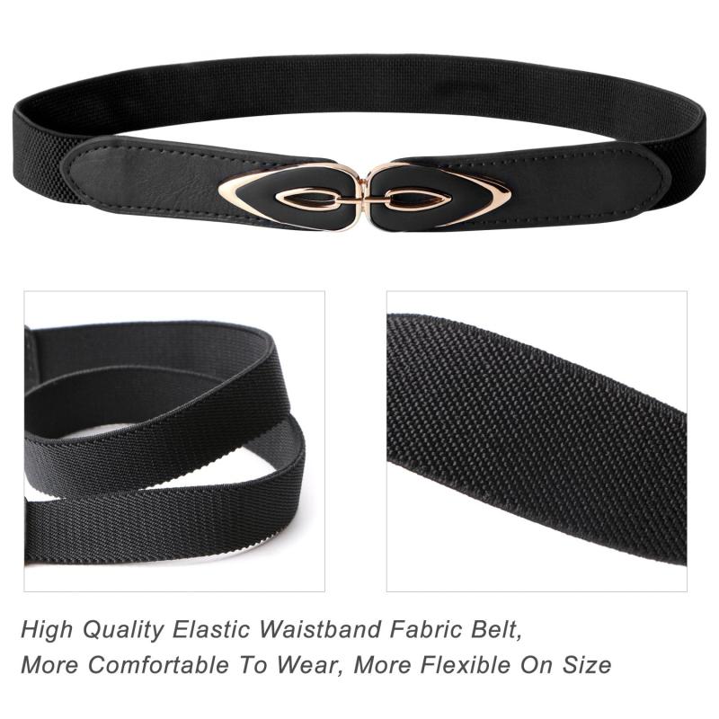 Vintage Double Buckle Belt Elastic Waistband