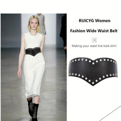 Eyelet Hollow Out Wide Belt Punk Elastic Waistband