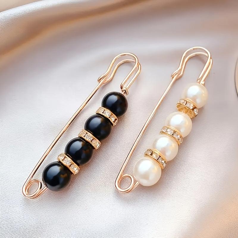 Faux Pearl Brooch Pins Sweater Shawl Clips