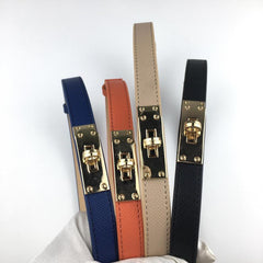 Long Buckle Thin Belt Solid Vintage PU Waistband Coat Dress Girdle