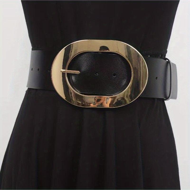 Wide Dark Brown PU Belt for Women