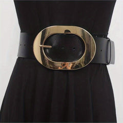 Wide Dark Brown PU Belt for Women