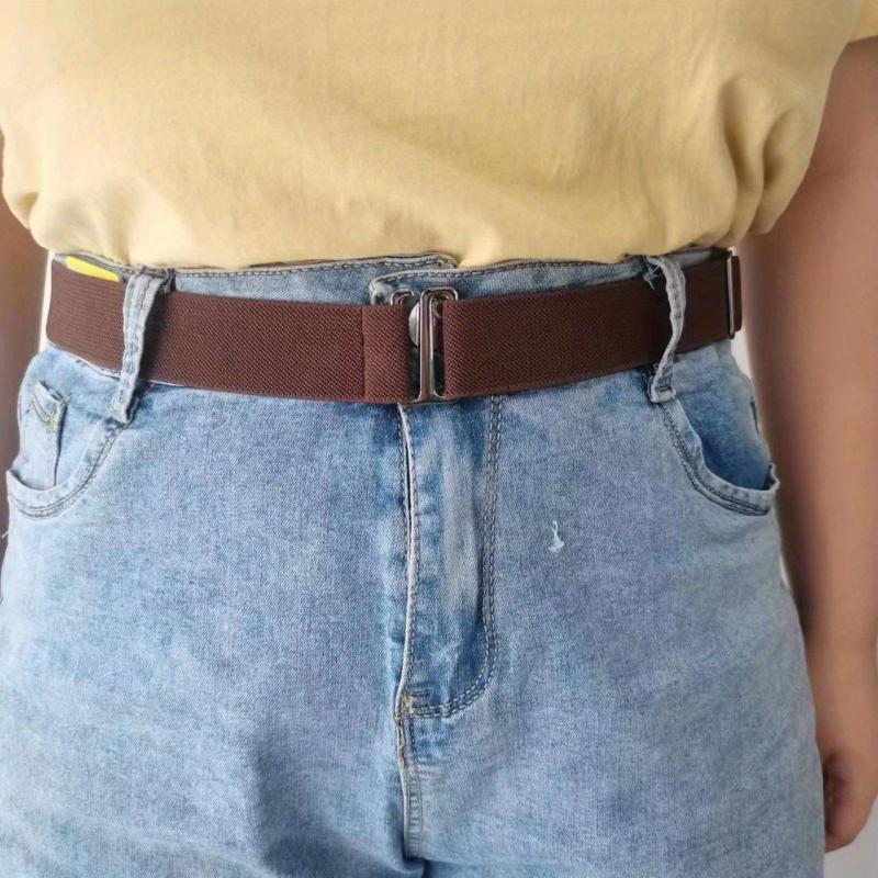 No Show Stretch Belt Invisible Elastic Web Strap Flat Buckle Jeans Pants Dresses