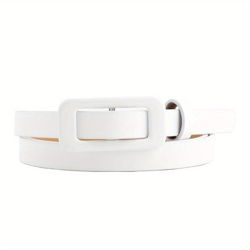 Candy PU Leather Belt Thin Casual Women Rectangular Buckle Belts