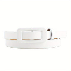 Candy PU Leather Belt Thin Casual Women Rectangular Buckle Belts