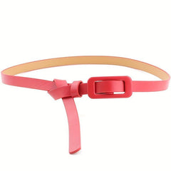 Candy PU Leather Belt Thin Casual Women Rectangular Buckle Belts