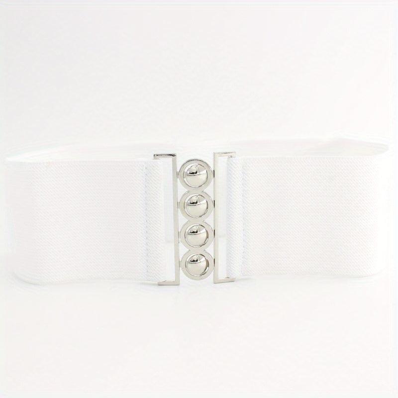 Women's Layered Belt Elastic Girdle Circle Metal Buckle Dress Shirt Waist Belt