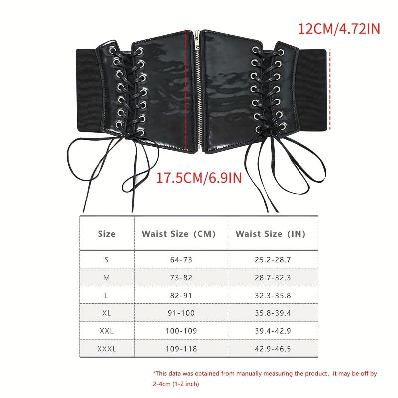 Bright Lace Up Zipper Belt Elastic Waspie Corset Belts Wide Waistband