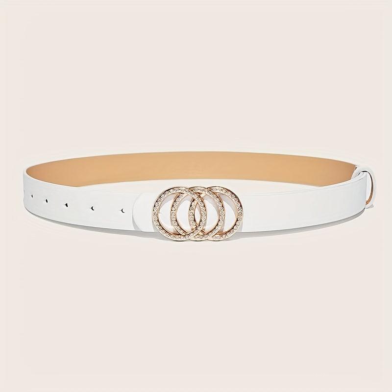 2pcs Rhinestone Buckle Belt Set for Women