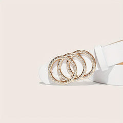 2pcs Rhinestone Buckle Belt Set for Women