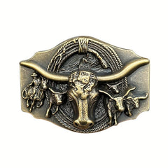 Enamel Bull Head Belt Buckle For Men Western Cowboy Punk Hip Hop Belt Buckle