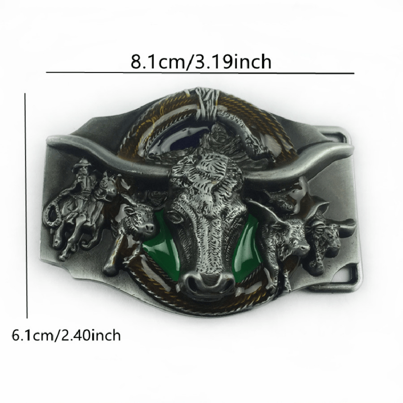 Enamel Bull Head Belt Buckle For Men Western Cowboy Punk Hip Hop Belt Buckle