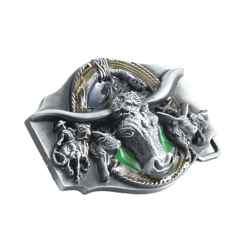 Enamel Bull Head Belt Buckle For Men Western Cowboy Punk Hip Hop Belt Buckle