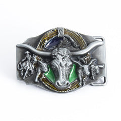 Enamel Bull Head Belt Buckle For Men Western Cowboy Punk Hip Hop Belt Buckle