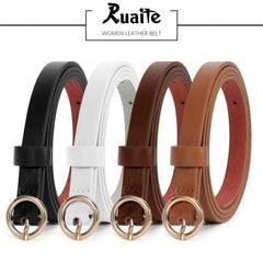 Women's O Ring Buckle Belt for Jeans Casual Formal PU Leather Belt