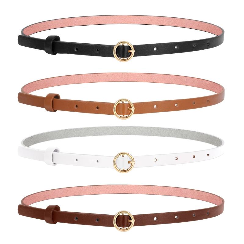 Women's O Ring Buckle Belt for Jeans Casual Formal PU Leather Belt