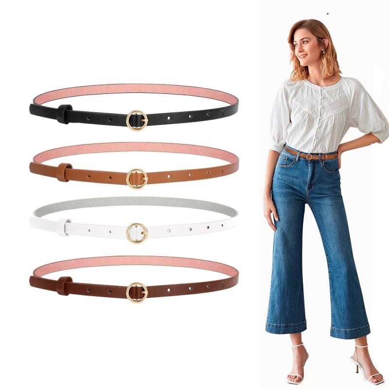 Women's O Ring Buckle Belt for Jeans Casual Formal PU Leather Belt