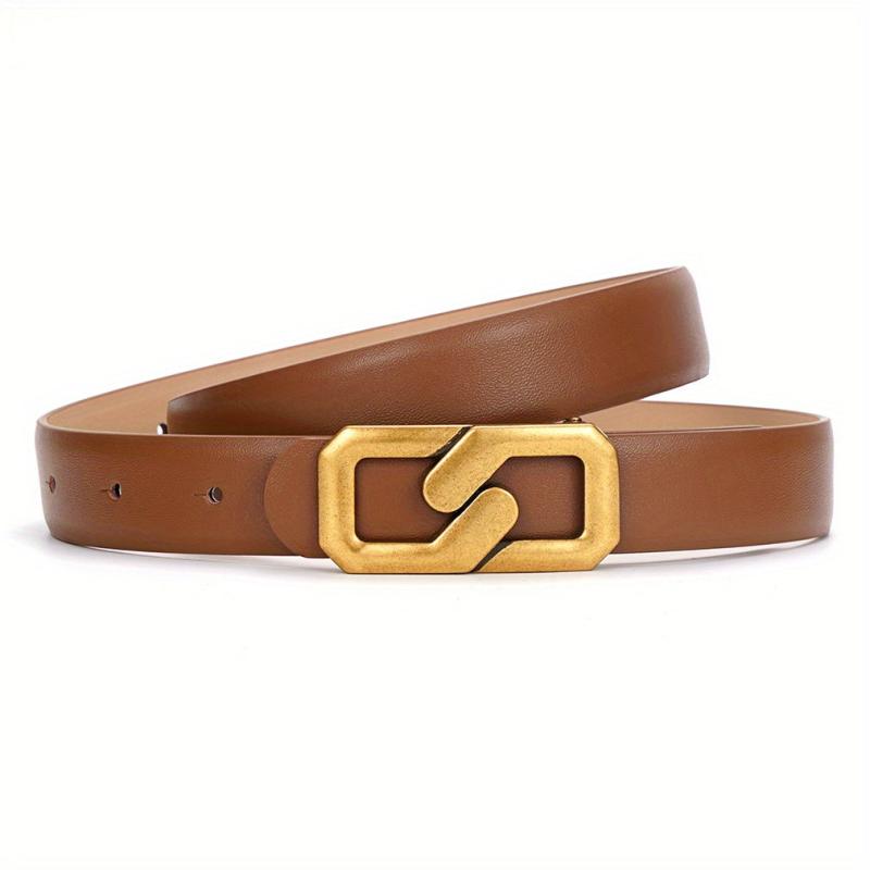 Vintage Leather Belt Solid Jeans Pants Waistband for Women