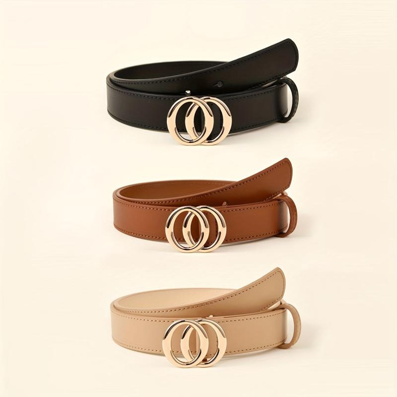 Vintage Double Ring Buckle Belt for Women