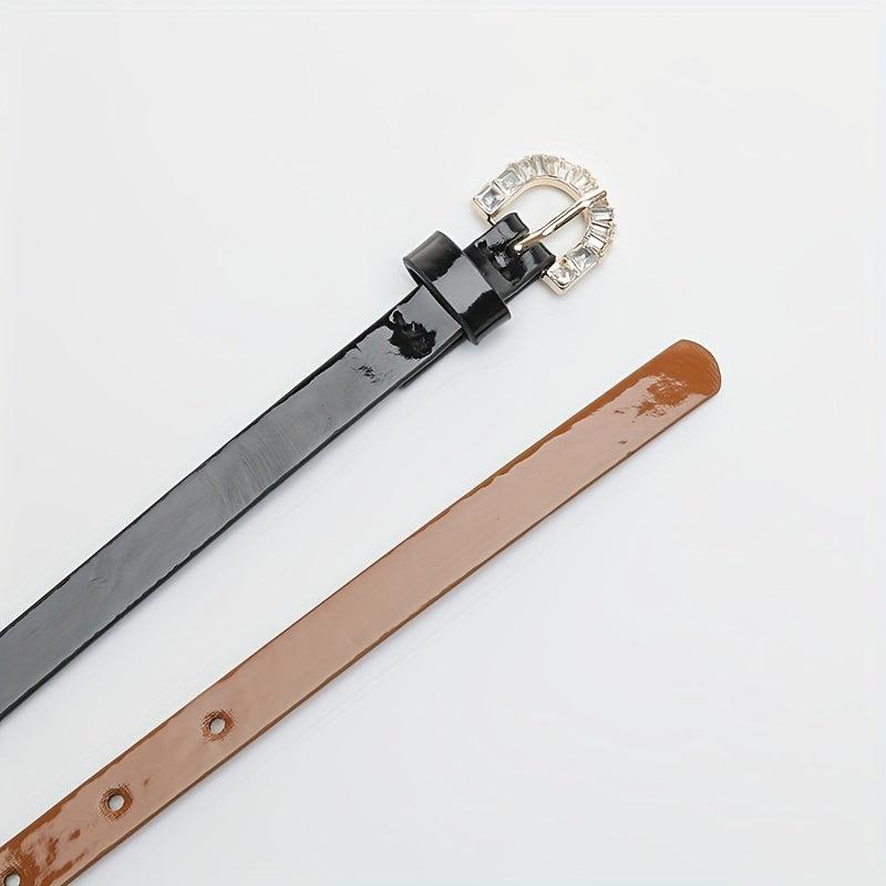 Bright Candy PU Belt Thin Patent Leather Belt For Women