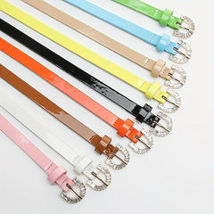 Bright Candy PU Belt Thin Patent Leather Belt For Women