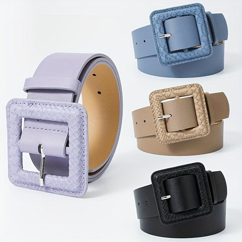 Snake Skin Pattern Buckle Belt Stylish Jeans Pants Dress Belts