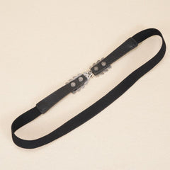 Leaf Buckle Elastic Belt Set For Jeans Dress Shirt