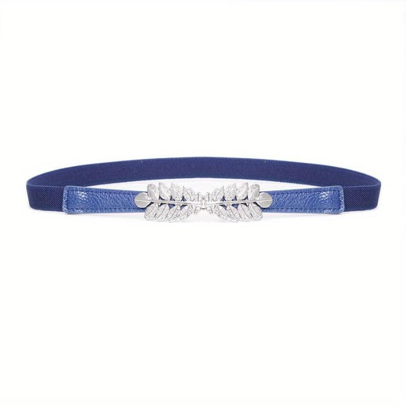 Leaf Buckle Elastic Belt Set For Jeans Dress Shirt