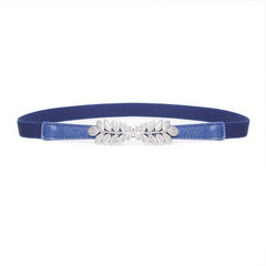 Leaf Buckle Elastic Belt Set For Jeans Dress Shirt