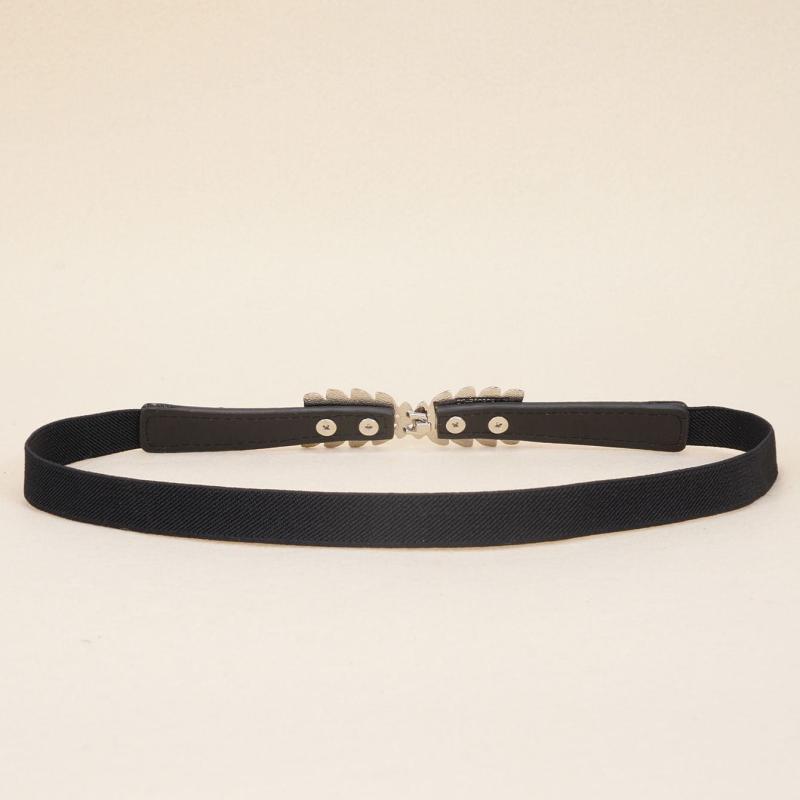 Leaf Buckle Elastic Belt Set For Jeans Dress Shirt