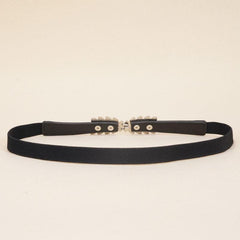 Leaf Buckle Elastic Belt Set For Jeans Dress Shirt