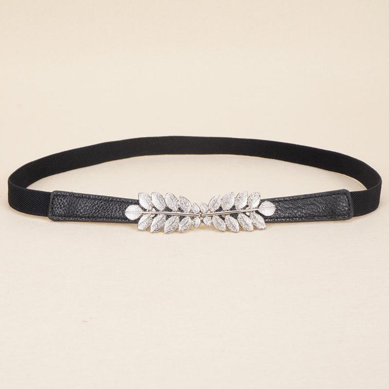 Leaf Buckle Elastic Belt Set For Jeans Dress Shirt
