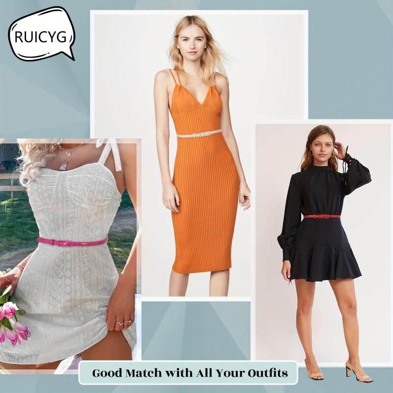Candy PU Leather Thin Belt Casual Waist Belt Jeans Pants Skirt Dress Girdle