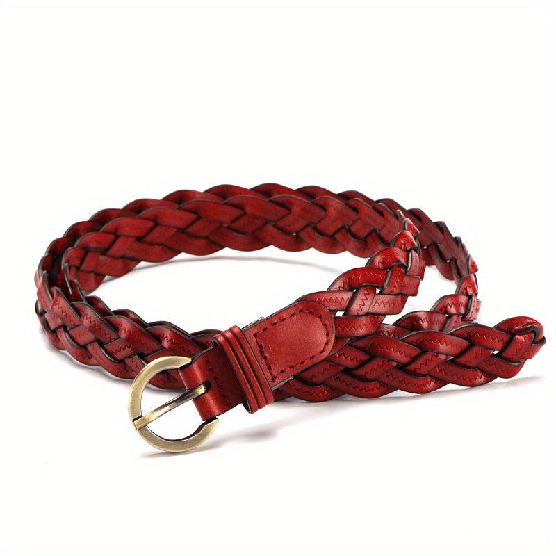 Vintage Braid Leather Belt Punk Solid Jeans Pants Belt For Women