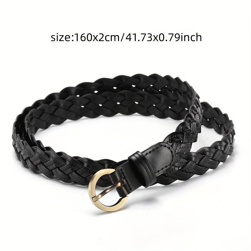 Vintage Braid Leather Belt Punk Solid Jeans Pants Belt For Women
