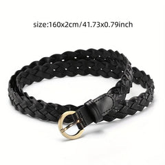 Vintage Braid Leather Belt Punk Solid Jeans Pants Belt For Women