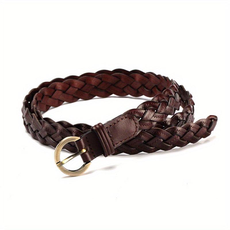Vintage Braid Leather Belt Punk Solid Jeans Pants Belt For Women