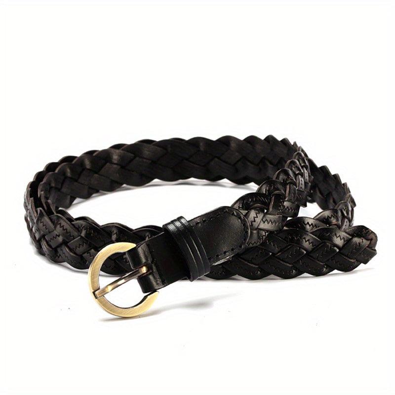 Vintage Braid Leather Belt Punk Solid Jeans Pants Belt For Women