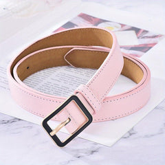 Solid PU Belt Classic Square Buckle Belt Casual Coat Girdle Jeans Pants Belt