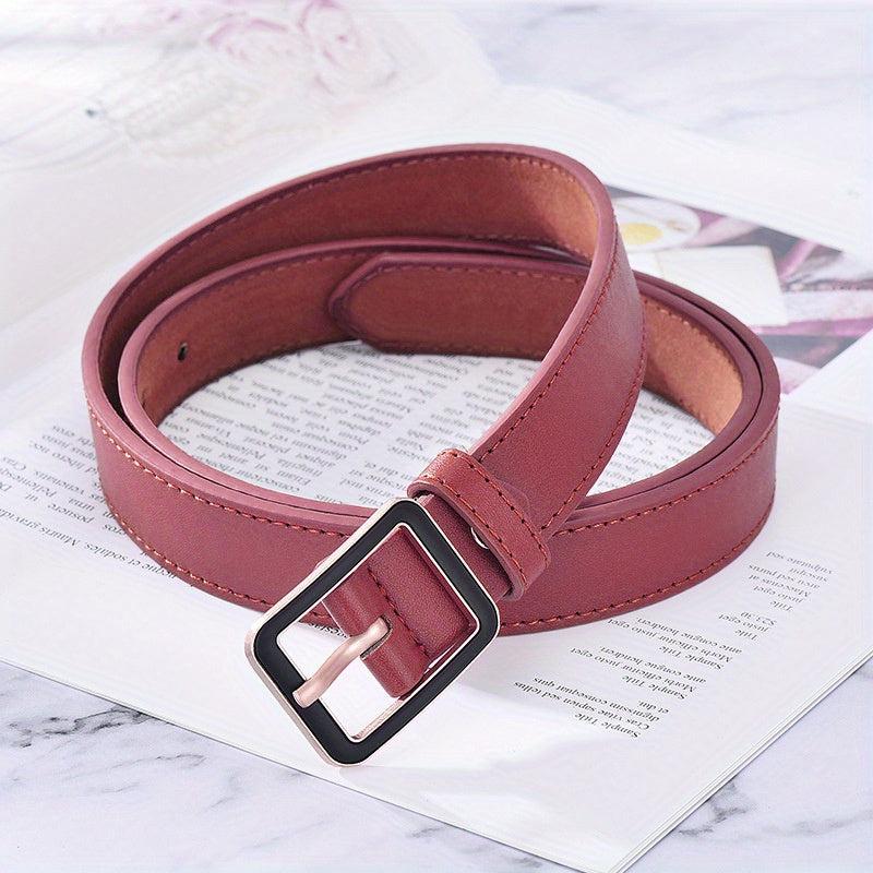 Solid PU Belt Classic Square Buckle Belt Casual Coat Girdle Jeans Pants Belt
