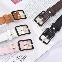 Solid PU Belt Classic Square Buckle Belt Casual Coat Girdle Jeans Pants Belt
