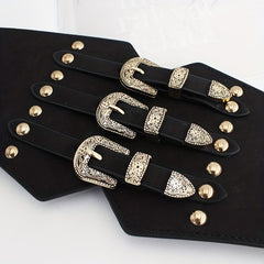 Wide Punk Elastic Waistband Rivet Belt