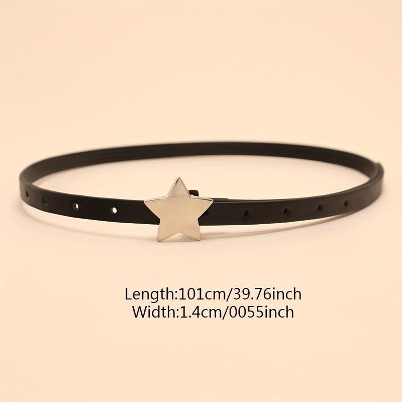 Pentagram Buckle PU Belt Y2K Hip Hop Belt