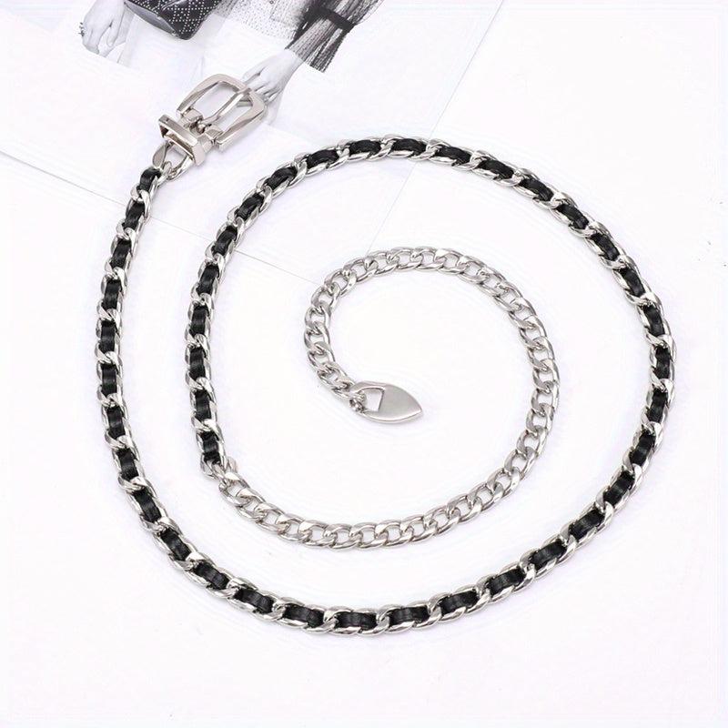 Chain Belt For Women Metal Waist Chain Faux Leather Belt