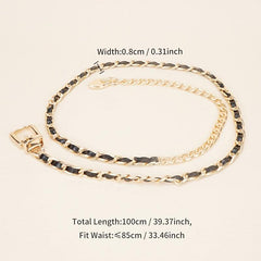 Chain Belt For Women Metal Waist Chain Faux Leather Belt